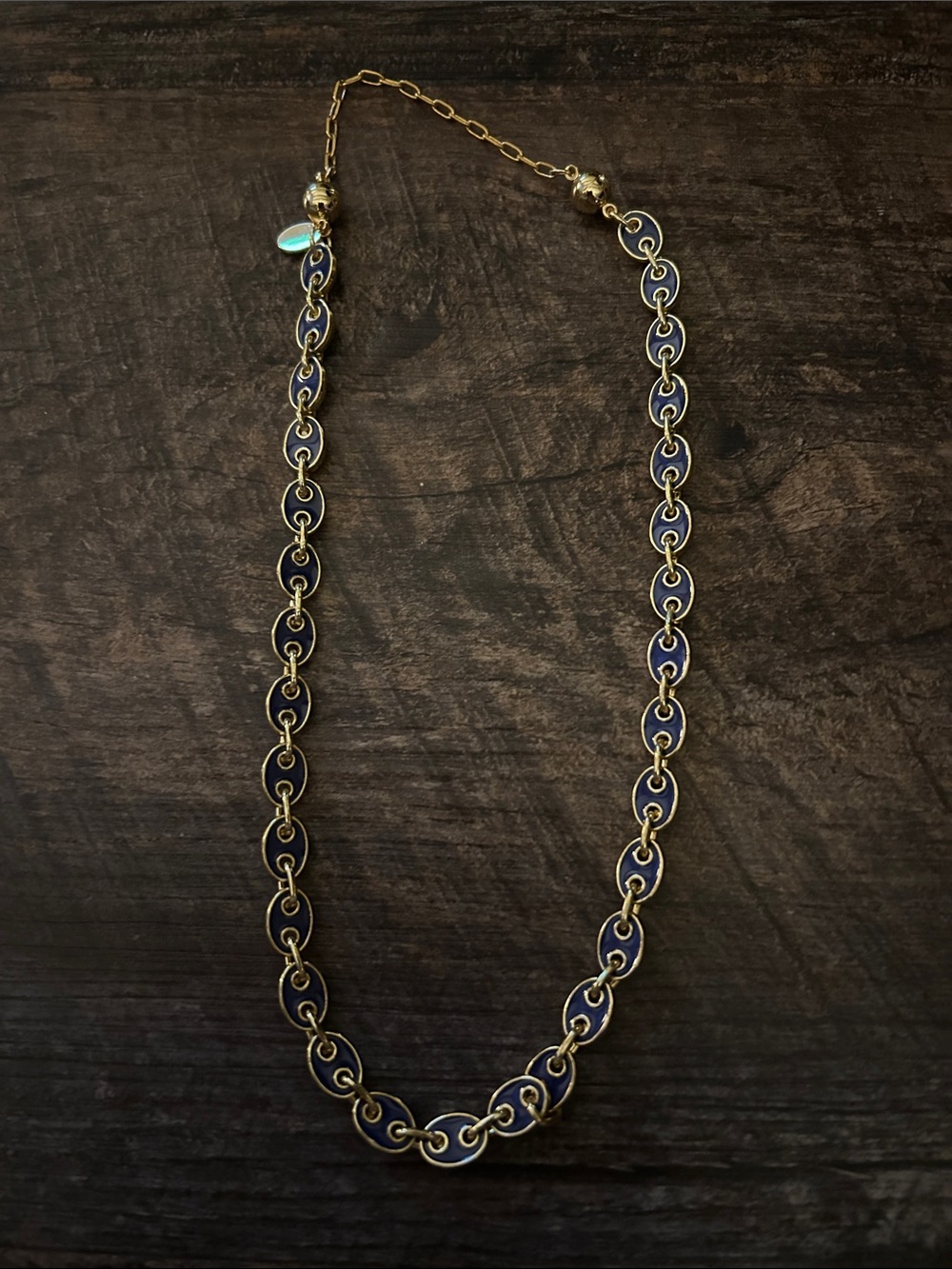 Melania Clara London Necklace with Navy Enamel Links - Women Jewelry